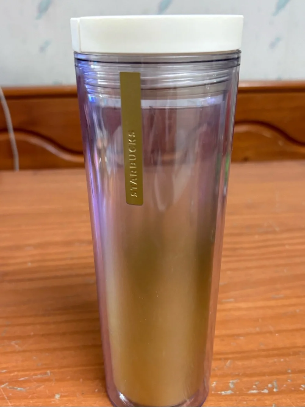Starbucks Iridescent Gold Tumbler with White Lid
